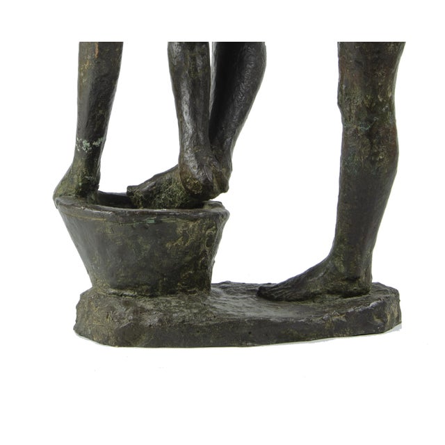 Early 20th Century Early 20th Century Patinated Bronze Sculpture of a Man Washing Himself Over a Bucket by Carlos De La Cárcova, Argentina For Sale - Image 5 of 11