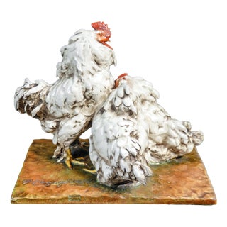 Rooster and Hens Sculpture by G. Cacciapuoti For Sale