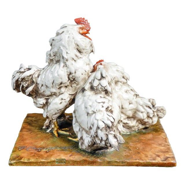 Rooster and Hens Sculpture by G. Cacciapuoti For Sale