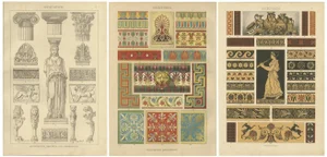 Greek Architecture and Ornament Prints, 1887, Paper, Set of 3