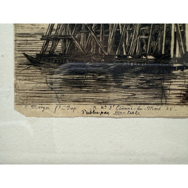 Antique Charles Meryon Etching "La Pompe Notre-Dame" Paris 1852 — Listed Artist Museum Collections For Sale In Atlanta - Image 6 of 9