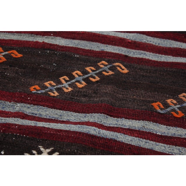 1960s Traditional Turkish Hand Knotted Striped Kilim Runner Rug For Sale In Sacramento - Image 6 of 11