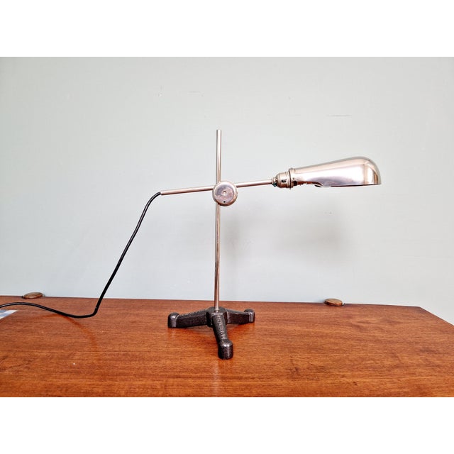 Black Articulated Work Lamp in Chromed Metal and Cast Iron by C.F. Palmer & Co, 1920 For Sale - Image 8 of 18