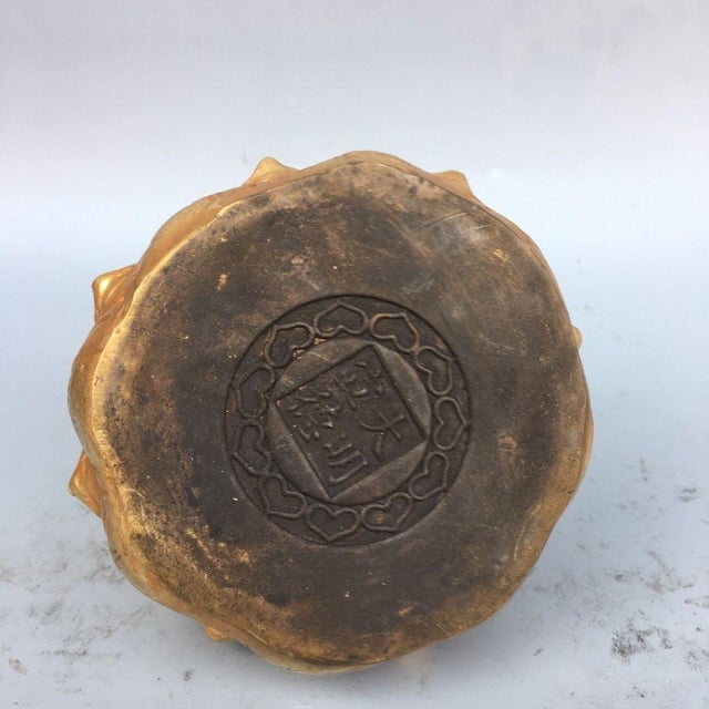 Gilt Bronze Toad Statue With Coin Accents and Inscribed Base For Sale - Image 9 of 9
