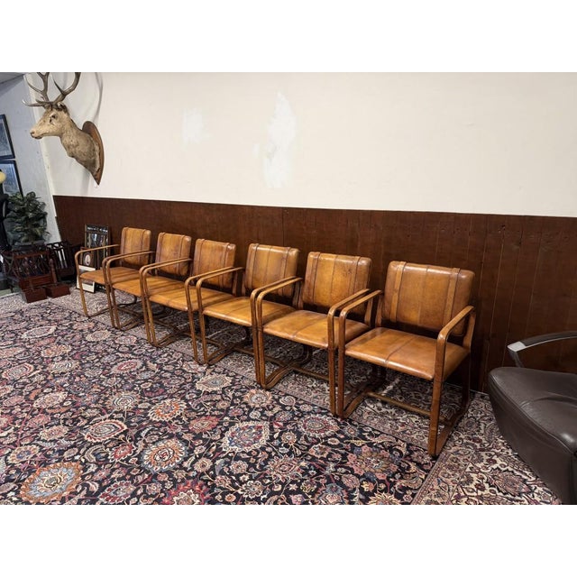 Leather Chair with Buckle in the style of Jaqcue Adnet For Sale - Image 5 of 14