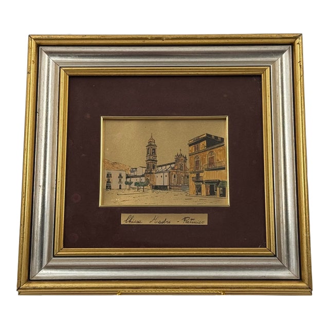 Vintage Italian Chiesa Madre Partinico Hand-Painted 22k Gold Leaf Art For Sale