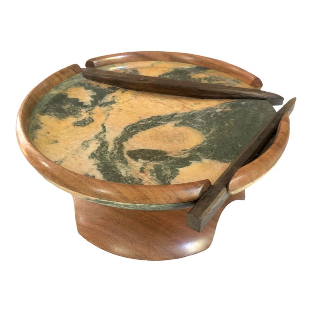Artist’s Stone and Turned Wood Catchall For Sale