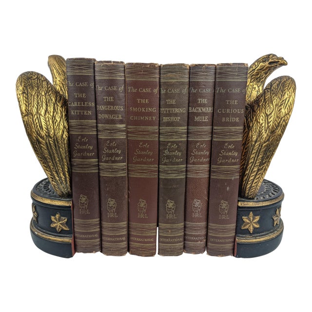 1946 Erle Stanley Gardner Brown & Gold Gilt Mystery Books, Set of 6 For Sale