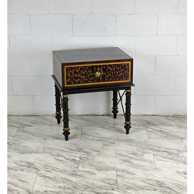 1980s 1980s Leopard Print Lacquered Side Table by Maitland-Smith For Sale - Image 5 of 9
