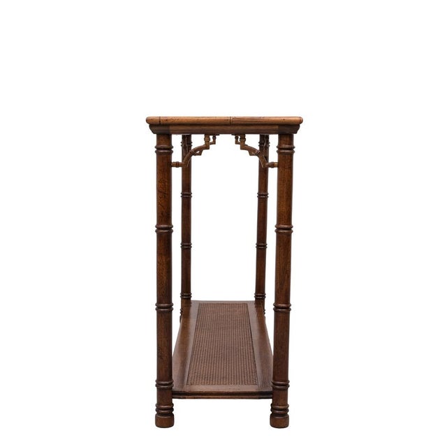 1970s Chippendale Chinese Console Table in Faux Bamboo, 1970s For Sale - Image 5 of 11