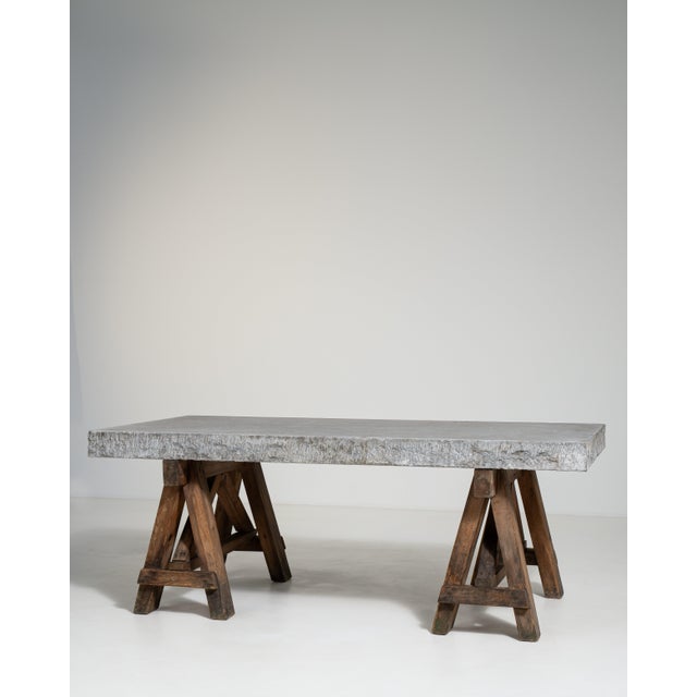 Traditional Belgian Blue Stone Trestle Table, Antique, Belgium, Circa 1900 For Sale - Image 3 of 14