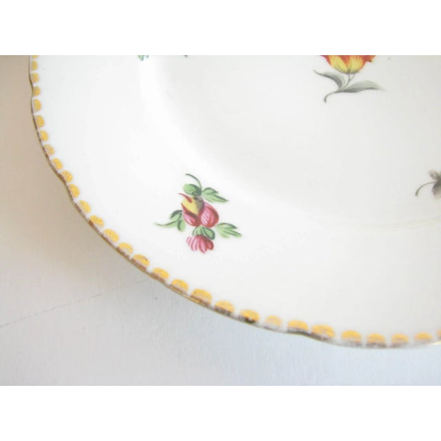 White Antique Swain & Co Huttensteinach Thuringia Germany Porcelain Salad Plates With Hand-Painted Floral Design - Set of 4 For Sale - Image 8 of 13