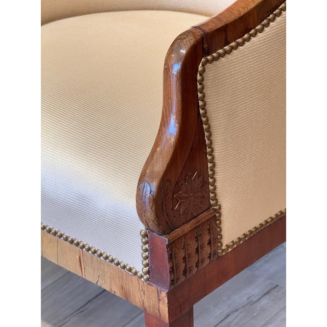 Early 19th Century German Biedermeier Fruitwood Upholstered Tub Chair For Sale - Image 6 of 10