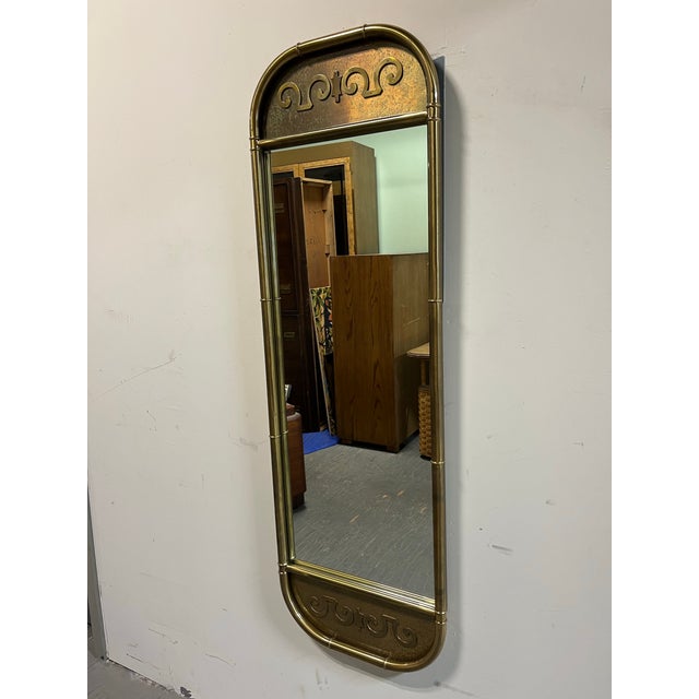 Modern Mastercraft Full-Length Brass Oblong Wall Mirror For Sale - Image 3 of 7