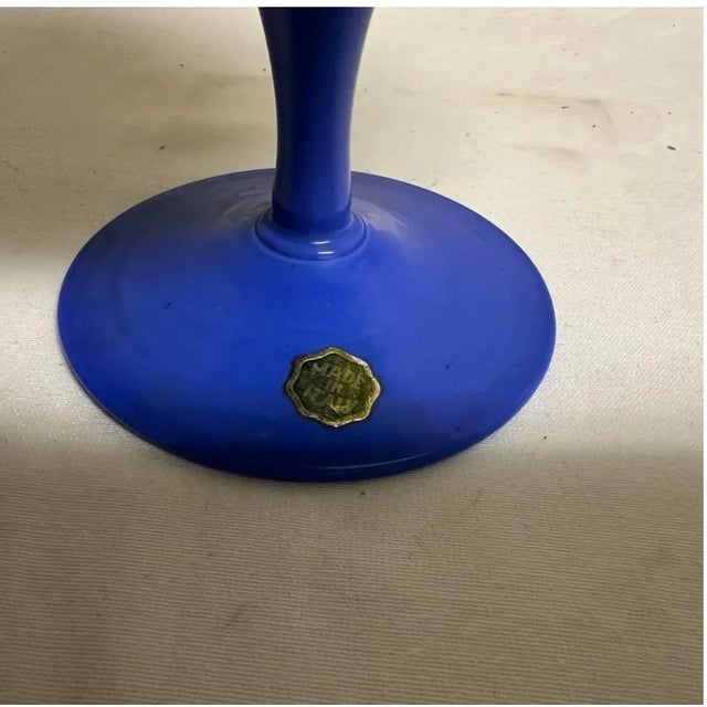1960s 1960s Chartreuse and Periwinkle Blue Snifter Vase For Sale - Image 5 of 6