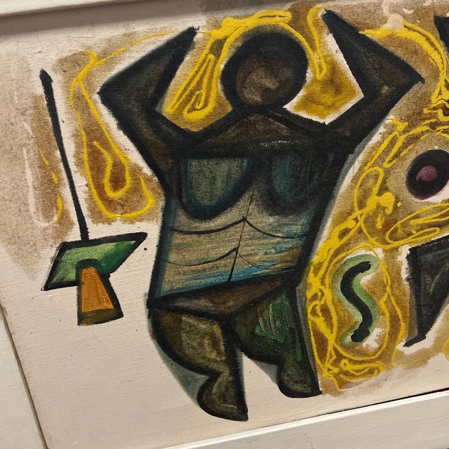 1970s 1970s Original Art Oil, Moving Figures Framed For Sale - Image 5 of 6