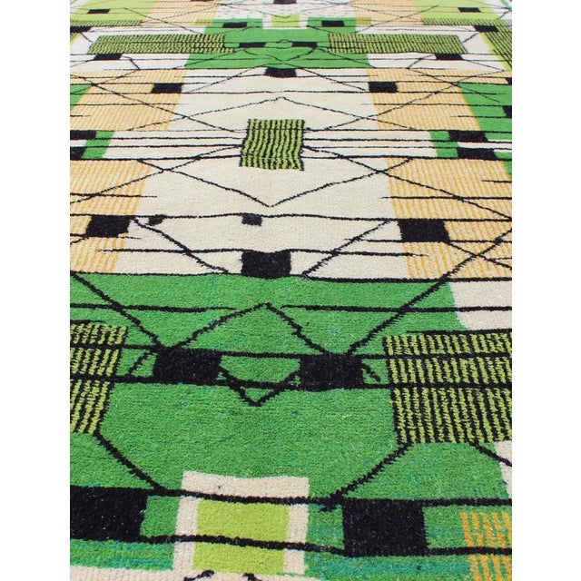 Army Green Vintage Turkish Zeki Müren Mid-Century Modern Rug in a Variety of Green Colors For Sale - Image 8 of 11