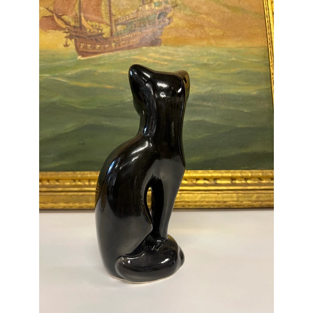 Mid-Century Modern Mid-Century Halloween Decor Ceramic Black Cat. For Sale - Image 3 of 7