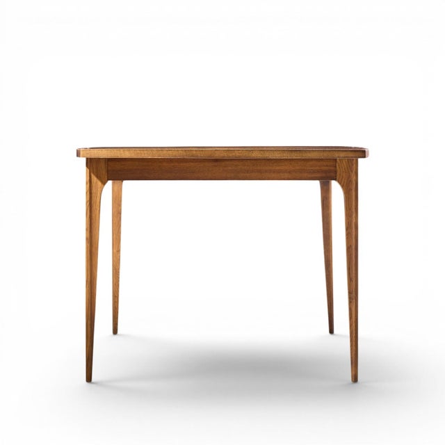Broyhill Brasilia Broyhill Brasilia Mid Century Walnut Expanding Dining Table With 1 Leaf For Sale - Image 4 of 10