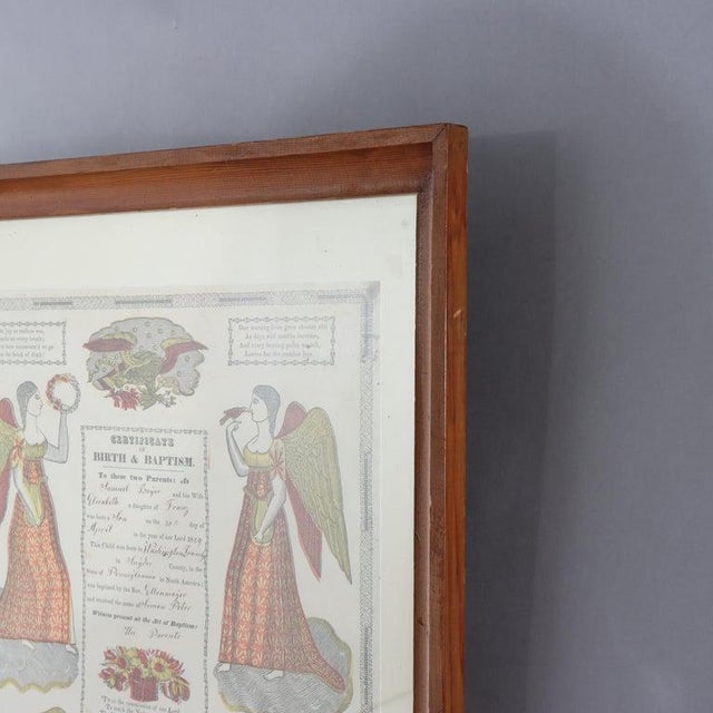 Mid 19th Century Pa German Fraktur Taufschein Hand Colored Birth/Baptismal Certificate C1859 For Sale - Image 5 of 14
