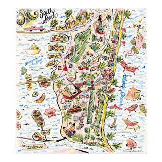 "Sunny South Beach" Contemporary Original Whimsical Figurative Interior Scene Painting by Pauline de Roussy de Sales For Sale