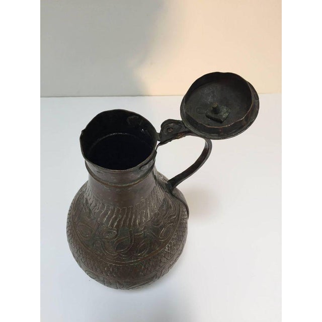 Antique Middle Eastern Tinned Copper Ewer 19th C. For Sale In Palm Springs - Image 6 of 7