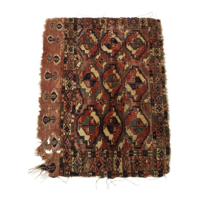 1900 - 1909 Antique Persian Tekke Textile in Red and Pink With Medallions | Rug & Kilim For Sale - Image 5 of 8