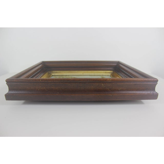 Blue Early 20th Century Needlepoint in Antique Wood Frame Cottagecore Country Style Embroidered Picture For Sale - Image 8 of 10