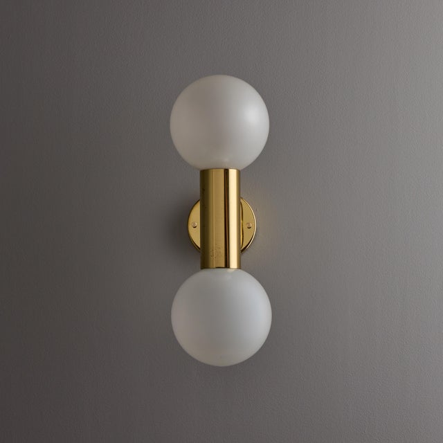 Brass 1970s Motoko Ishii Opaline Glass Double Sconce for Staff Leuchten For Sale - Image 8 of 12