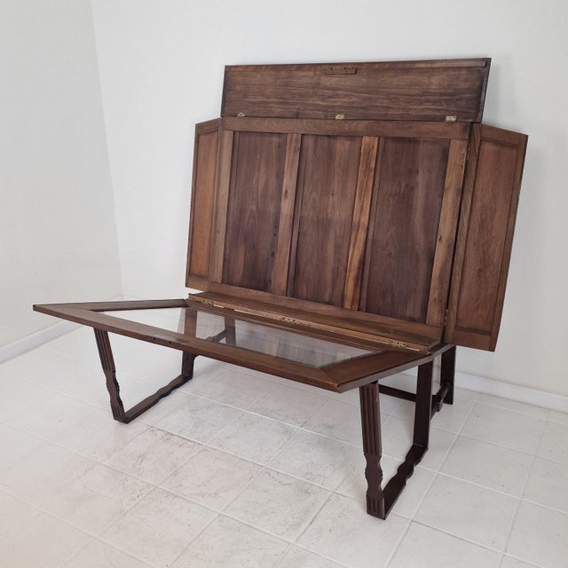 19th Century Mahogany Cartographic Display Cabinet with Drop-Front Viewing Table For Sale - Image 12 of 18
