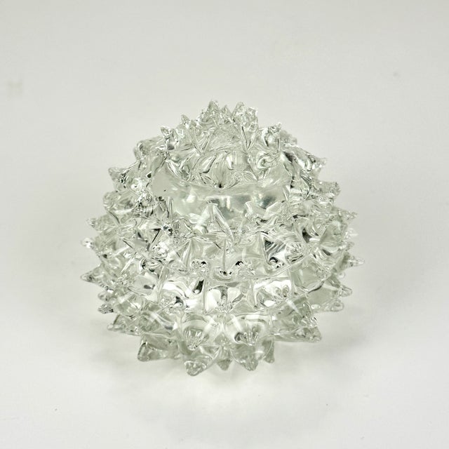 Rostrato and Clear Murano Glass Jewellery Bowl attributed to Ercole Barovier for Barovier & Toso, Italy, 1940s For Sale - Image 8 of 11