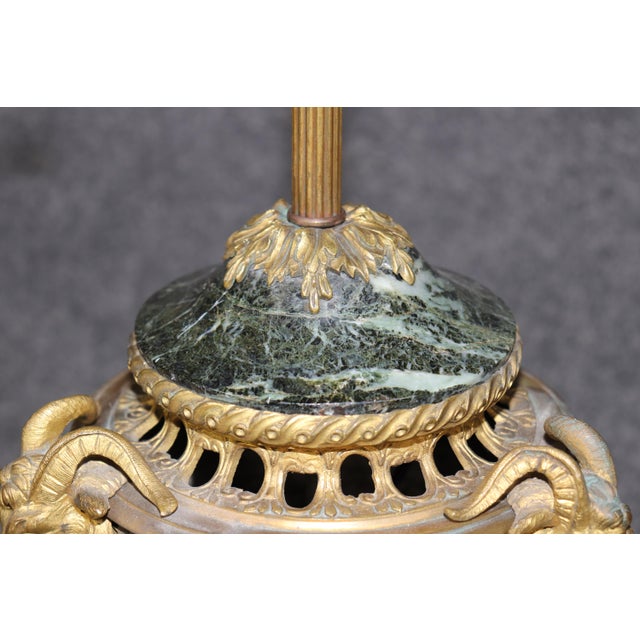 1900s Fine Quality Rams Head Bronze Ormolu French Empire Marble Rams Head Lamps - a Pair For Sale - Image 10 of 13