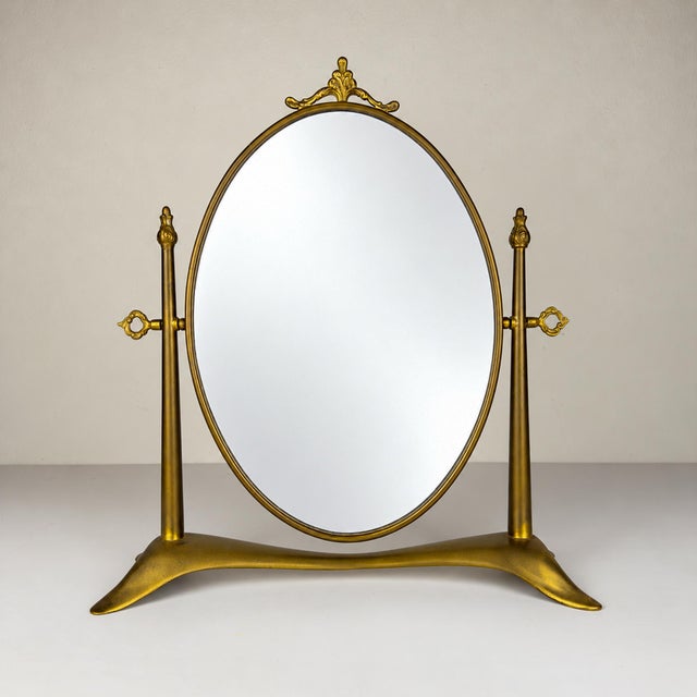Vintage Tabletop Vanity Mirror in Brass, Italy, 1950s For Sale - Image 17 of 17