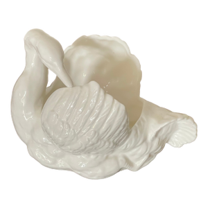 Vintage Staffordshire Porcelain Swan Planter Candy Bowl