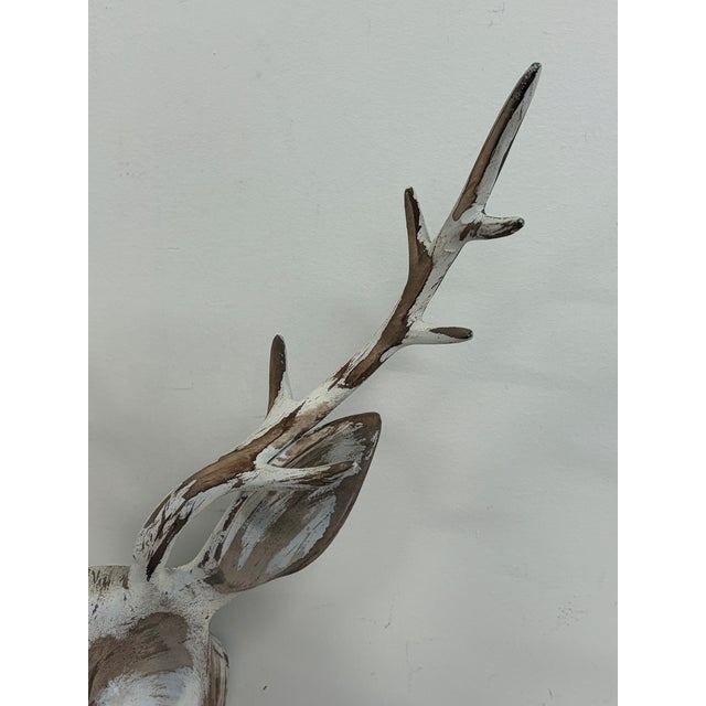 Farmhouse Metal Deer Head Wall Sculpture For Sale - Image 3 of 12