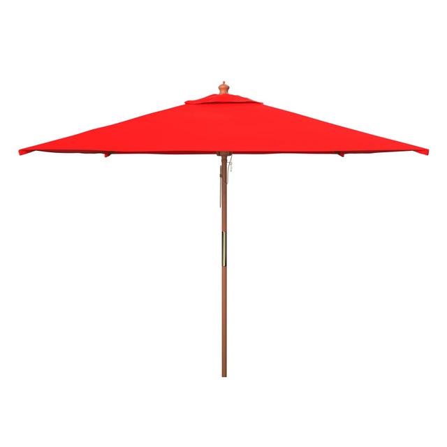 Spritely Home Velop 7.5Ft Squre Wooden Pulley Market Umbrella (No Tilt), Red For Sale - Image 4 of 4