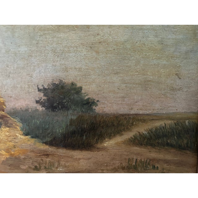 Wood Original Antique Oil Painting, Plein Air, French Impressionism For Sale - Image 7 of 13