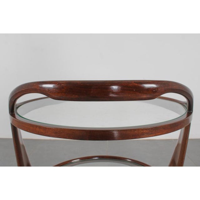 Mid-Century Glass and Curved Wood Bar Cart by Cesare Lacca, Italy, 1950s For Sale - Image 14 of 15