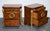 French Empire Style Gold Detailed Burr Walnut Bedsides Nightstands, Set of 2 For Sale - Image 10 of 12