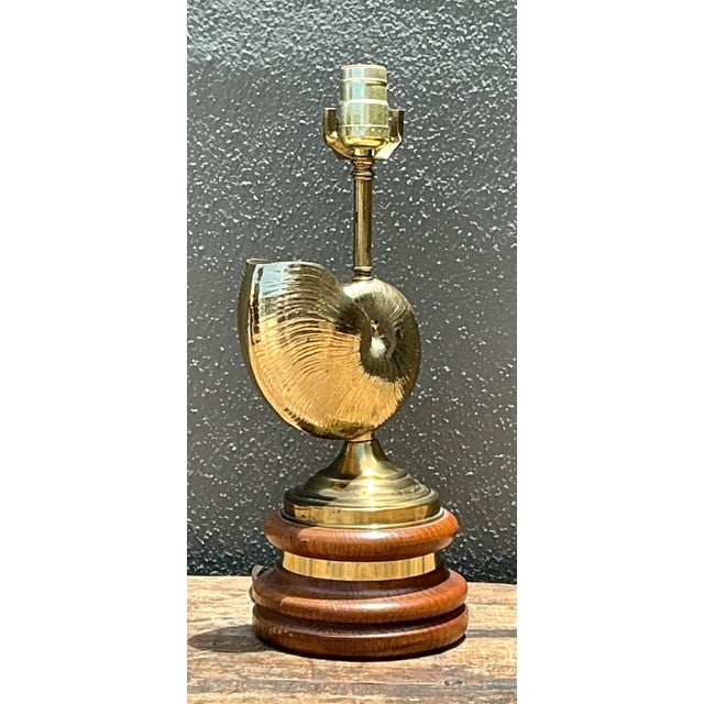 Vintage Brass Nautilus Shell Table Lamp For Sale - Image 13 of 16