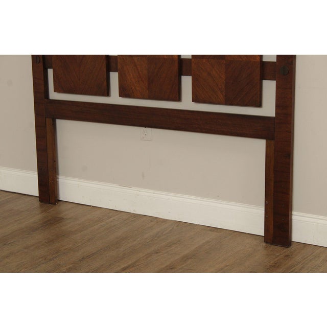 Lane Mid Century Modern Brutalist Queen Size Walnut Headboard For Sale In Philadelphia - Image 6 of 12