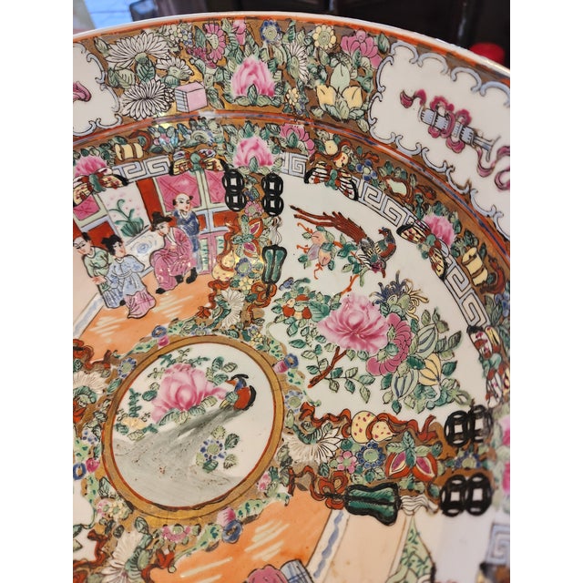 Early 20th Century Large Rose Medallion Bowl For Sale - Image 9 of 11