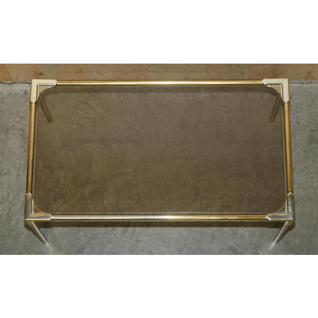 Mid-Century Modern Brass and Smoked Glass Coffee Table with Nesting Tables, Set of 3 For Sale - Image 8 of 18