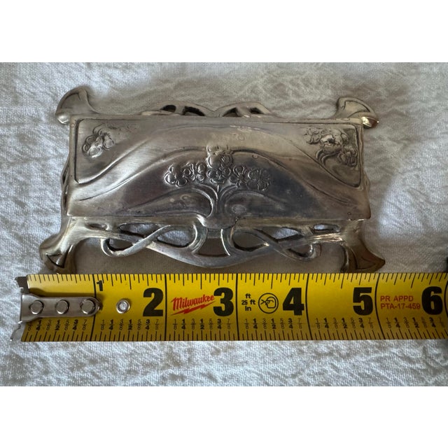 Antique Art Nouveau Silver Plated Stamp Box For Sale - Image 12 of 12