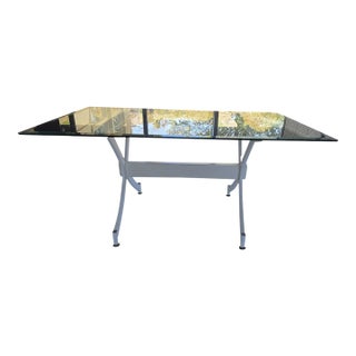 Vintage Milo Baughman Style Trestle X Base Dining Table Post Modern Vintage MCM For Sale