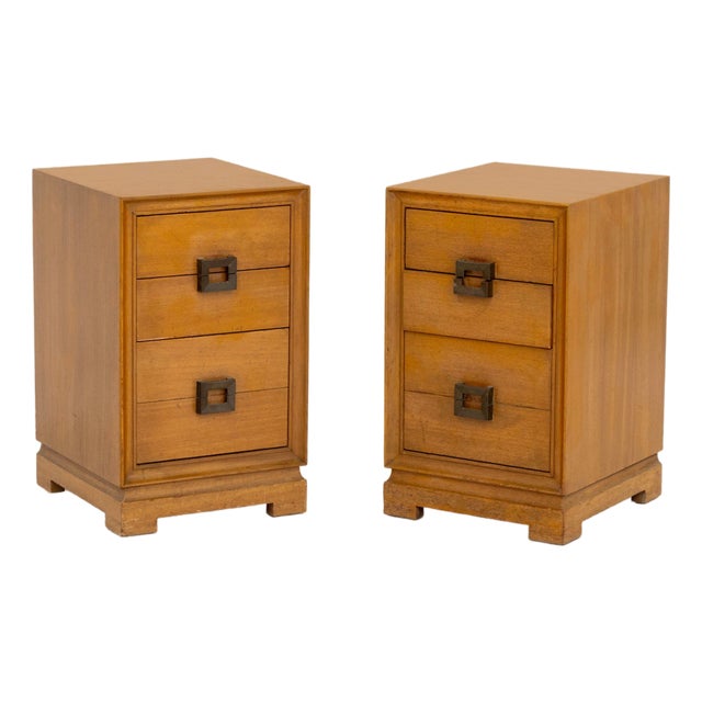 Pair of James Mont Style Mahogany Nightstands For Sale