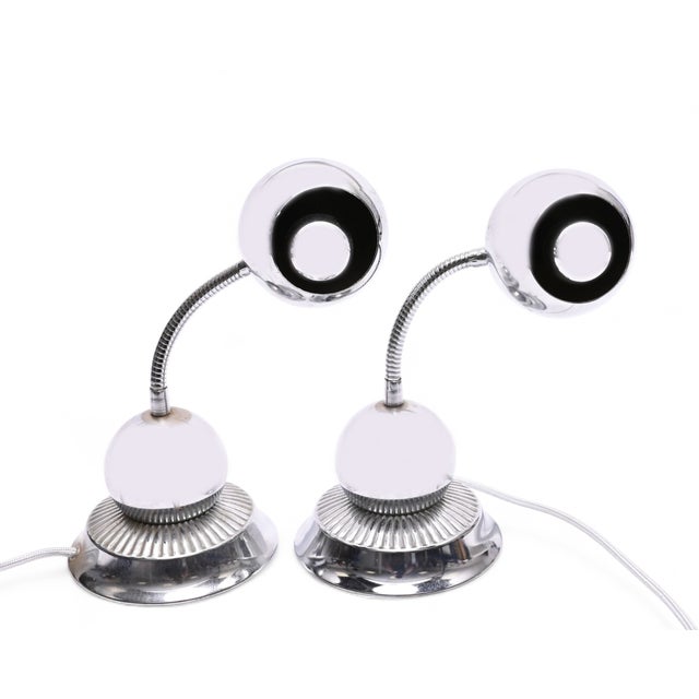 American Chromium Eyeball Desk Lamps, 1960s, Set of 2 For Sale - Image 4 of 4