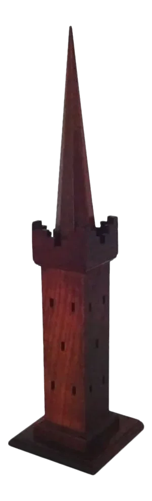 Early 20th Century Architectural Oak Tower Model with Spire