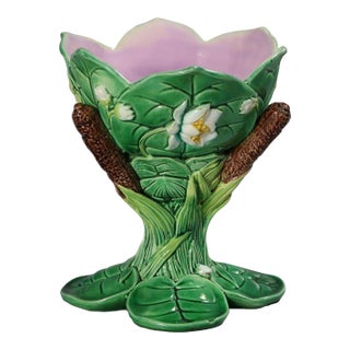 George Jones Majolica Lily Sweetmeat Dish For Sale