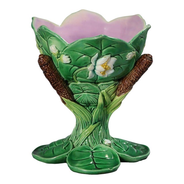 George Jones Majolica Lily Sweetmeat Dish For Sale